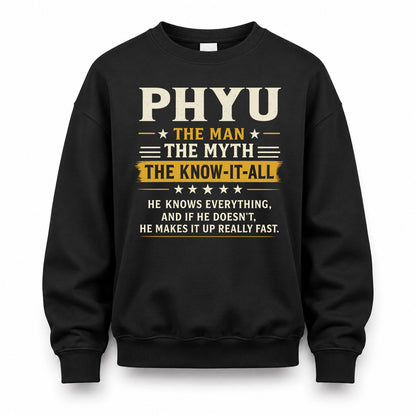 PHYU TM90-K04-125 - NAME Legendary Know-It-All Personalized Funny Shirt