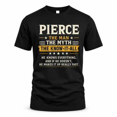 PIERCE TM90-K04-125 - NAME Legendary Know-It-All Personalized Funny Shirt