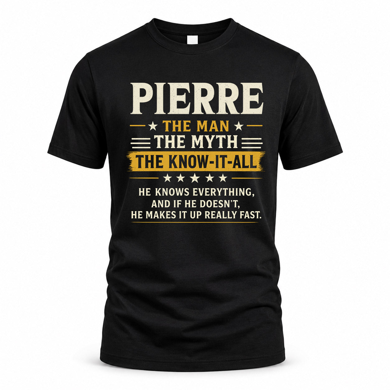 PIERRE TM90-K04-125 - NAME Legendary Know-It-All Personalized Funny Shirt