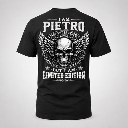 PIETRO P01-K24-229 – Personalized Skull Graphic Apparel “I Am NAME I May Not Be Perfect But I Am Limited Edition”