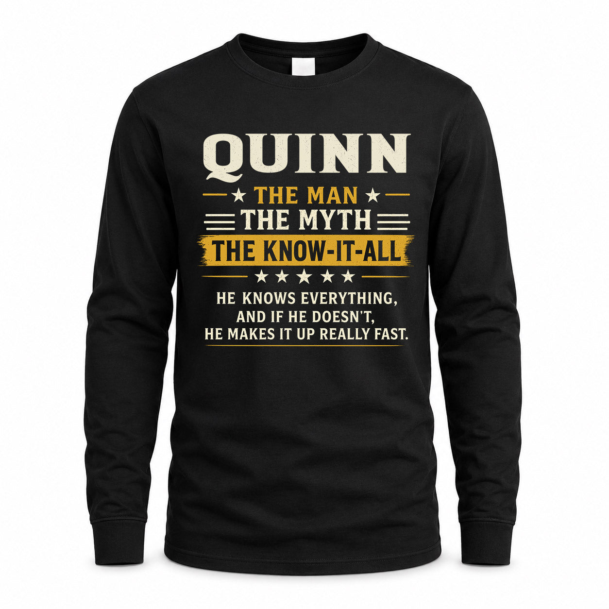 QUINN TM90-K04-125 - NAME Legendary Know-It-All Personalized Funny Shirt