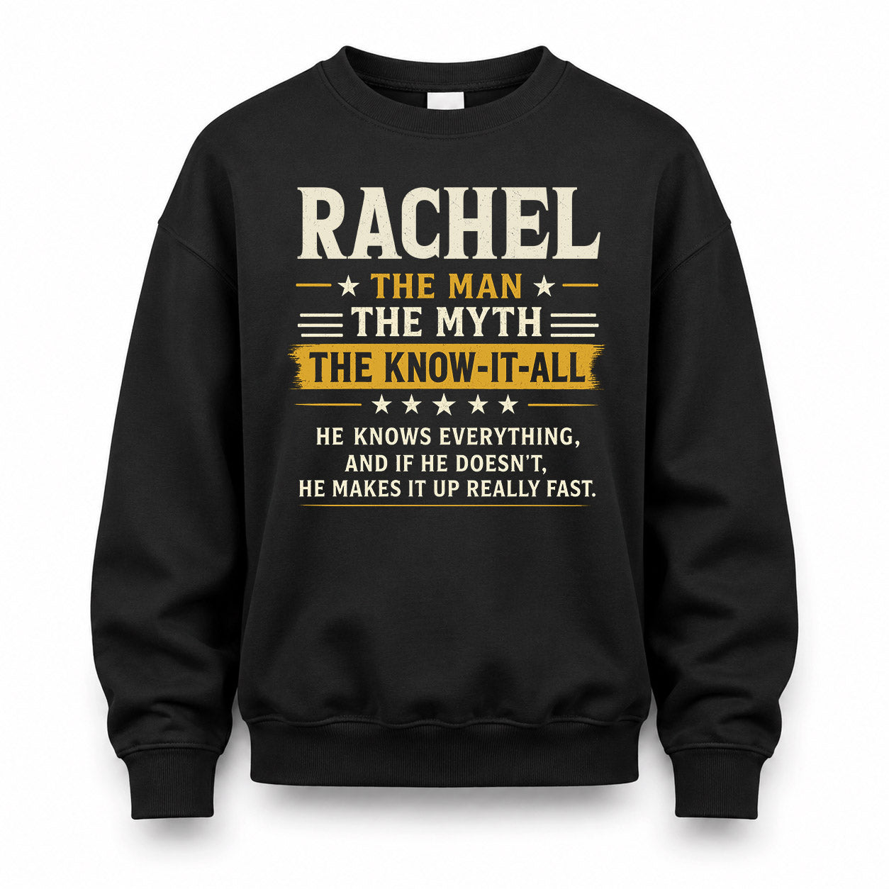 RACHEL TM90-K04-125 - NAME Legendary Know-It-All Personalized Funny Shirt