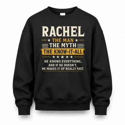 RACHEL TM90-K04-125 - NAME Legendary Know-It-All Personalized Funny Shirt