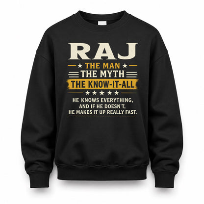 RAJ TM90-K04-125 - NAME Legendary Know-It-All Personalized Funny Shirt