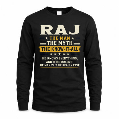 RAJ TM90-K04-125 - NAME Legendary Know-It-All Personalized Funny Shirt