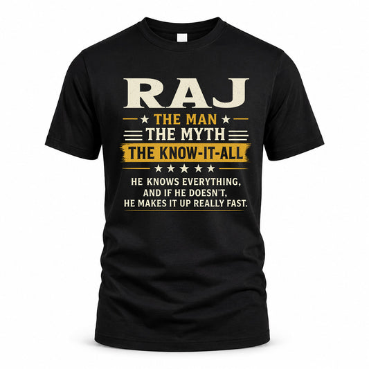 RAJ TM90-K04-125 - NAME Legendary Know-It-All Personalized Funny Shirt