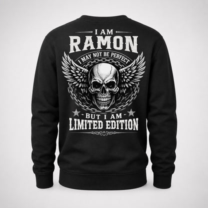 RAMON P01-K24-229 – Personalized Skull Graphic Apparel “I Am NAME I May Not Be Perfect But I Am Limited Edition”