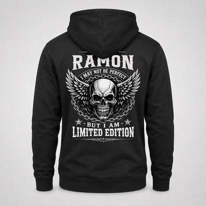 RAMON P01-K24-229 – Personalized Skull Graphic Apparel “I Am NAME I May Not Be Perfect But I Am Limited Edition”