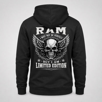 RAM P01-K24-229 – Personalized Skull Graphic Apparel “I Am NAME I May Not Be Perfect But I Am Limited Edition”