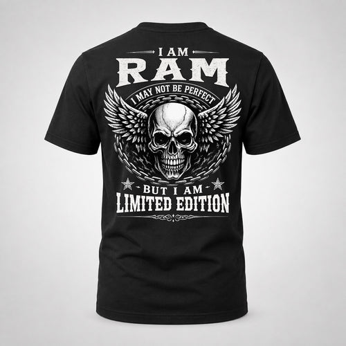 RAM P01-K24-229 – Personalized Skull Graphic Apparel “I Am NAME I May Not Be Perfect But I Am Limited Edition”