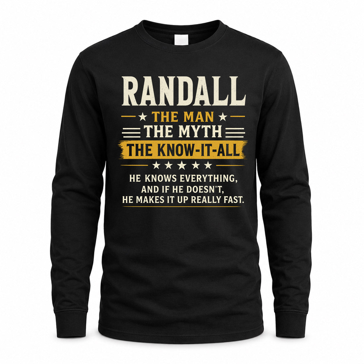 RANDALL TM90-K04-125 - NAME Legendary Know-It-All Personalized Funny Shirt