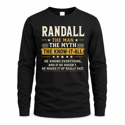 RANDALL TM90-K04-125 - NAME Legendary Know-It-All Personalized Funny Shirt