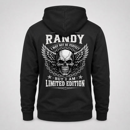 RANDY P01-K24-229 – Personalized Skull Graphic Apparel “I Am NAME I May Not Be Perfect But I Am Limited Edition”