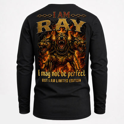 RAY MP88-F2-168–Personalized Bold Quote Apparel “I Am NAME I May Not Be Perfect But I Am Limited Edition