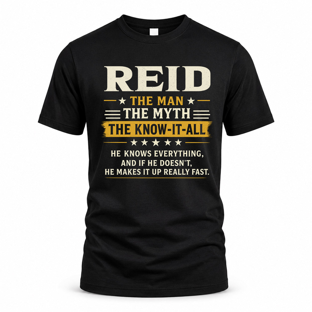 REID TM90-K04-125 - NAME Legendary Know-It-All Personalized Funny Shirt