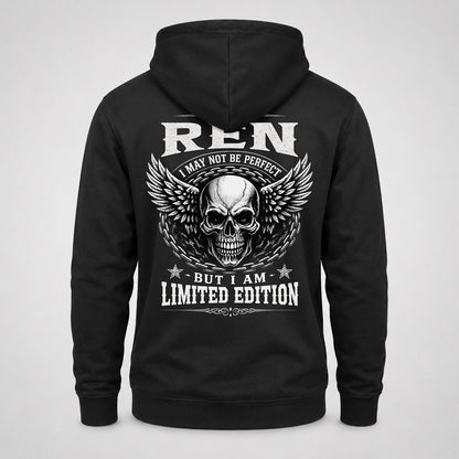 REN P01-K24-229 – Personalized Skull Graphic Apparel “I Am NAME I May Not Be Perfect But I Am Limited Edition”