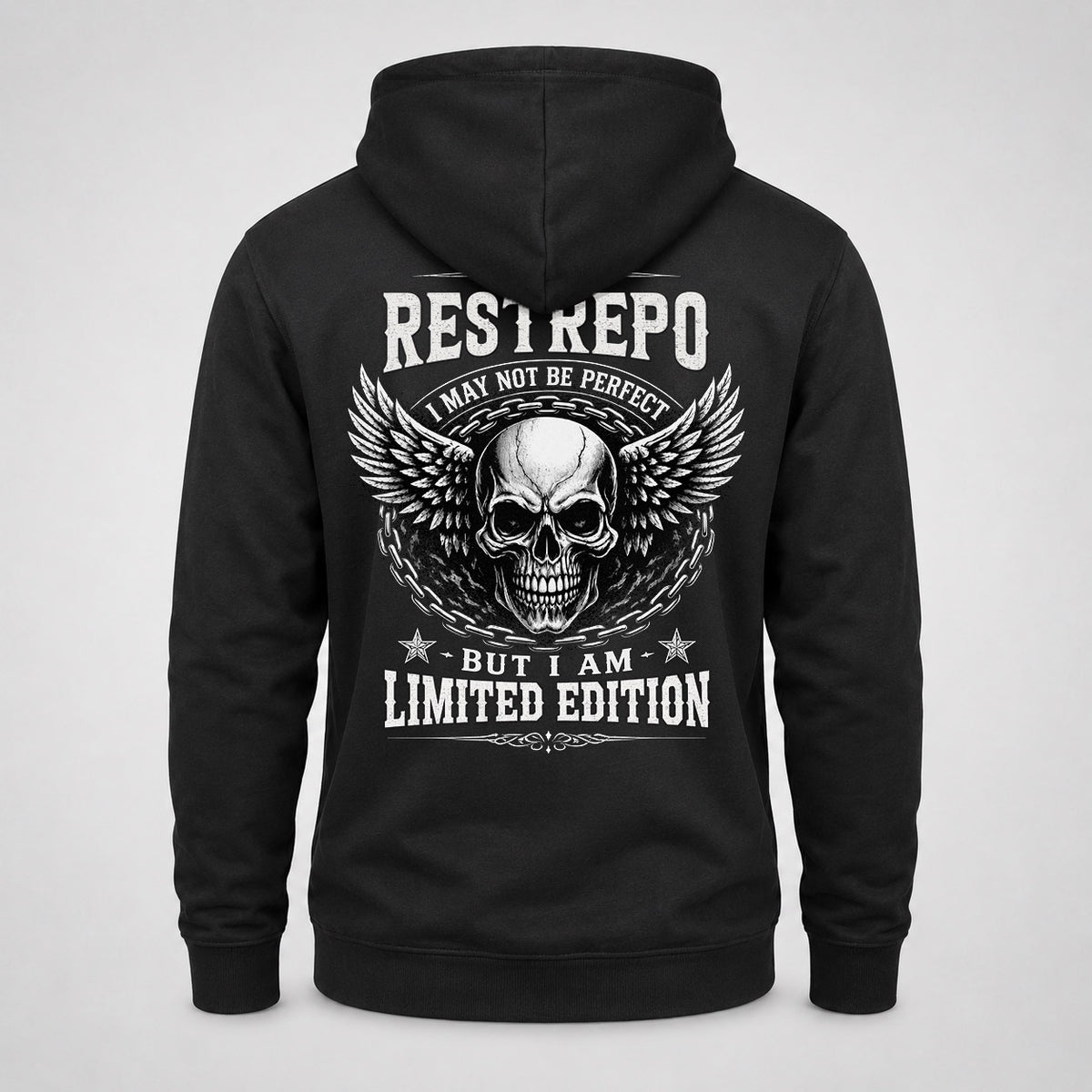 RESTREPO P01-K24-229 – Personalized Skull Graphic Apparel “I Am NAME I May Not Be Perfect But I Am Limited Edition”