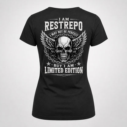 RESTREPO P01-K24-229 – Personalized Skull Graphic Apparel “I Am NAME I May Not Be Perfect But I Am Limited Edition”