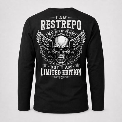 RESTREPO P01-K24-229 – Personalized Skull Graphic Apparel “I Am NAME I May Not Be Perfect But I Am Limited Edition”