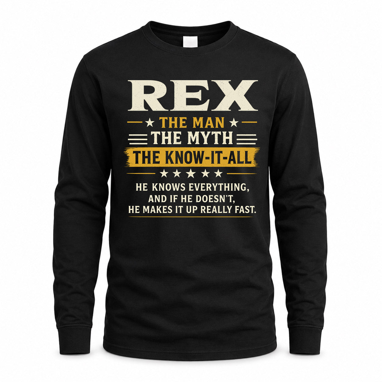 REX TM90-K04-125 - NAME Legendary Know-It-All Personalized Funny Shirt