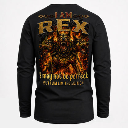 REX MP88-F2-168–Personalized Bold Quote Apparel “I Am NAME I May Not Be Perfect But I Am Limited Edition