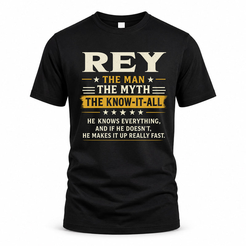 REY TM90-K04-125 - NAME Legendary Know-It-All Personalized Funny Shirt