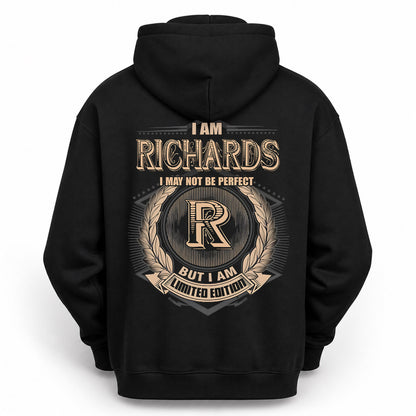 RICHARDS PH55-T25-Personalized Name Quote Apparel “I Am NAME May Not Be Perfect But I Am Limited Edition”