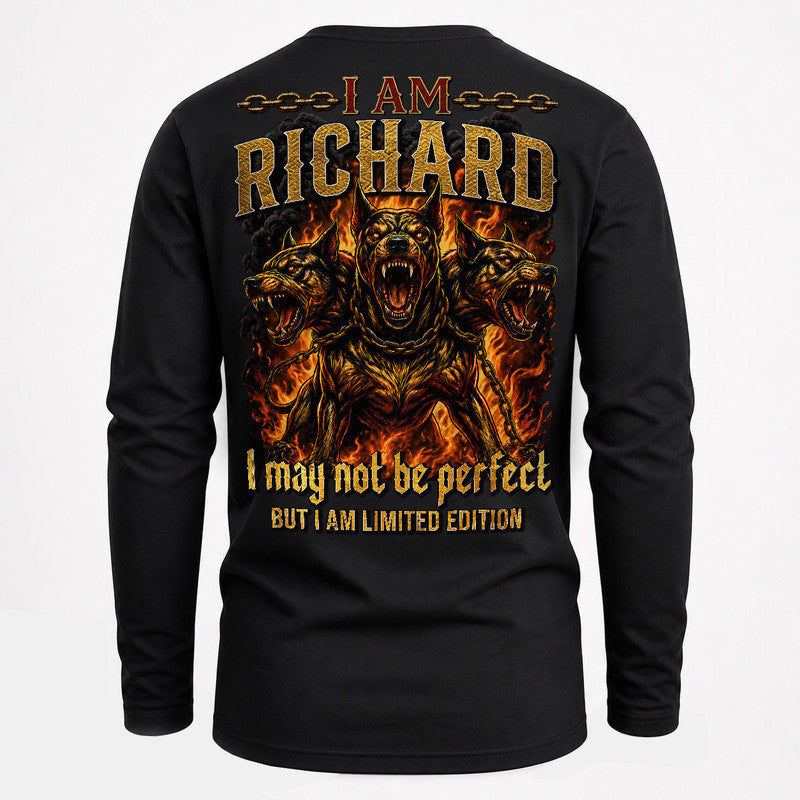 RICHARD MP88-F2-168–Personalized Bold Quote Apparel “I Am NAME I May Not Be Perfect But I Am Limited Edition
