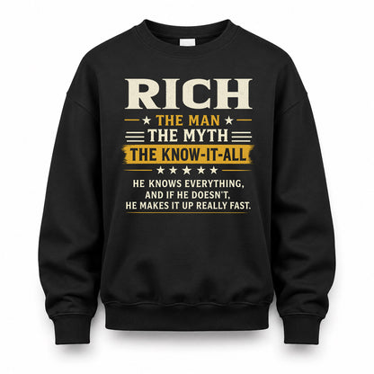 RICH TM90-K04-125 - NAME Legendary Know-It-All Personalized Funny Shirt