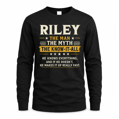 RILEY TM90-K04-125 - NAME Legendary Know-It-All Personalized Funny Shirt