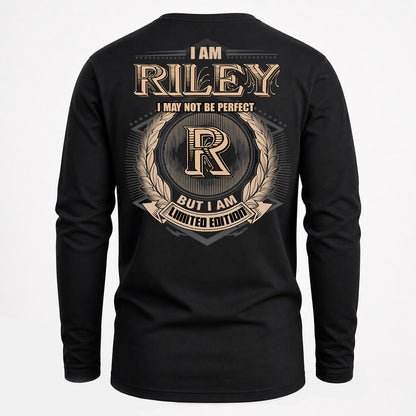 RILEY PH55-T25-Personalized Name Quote Apparel “I Am NAME May Not Be Perfect But I Am Limited Edition”