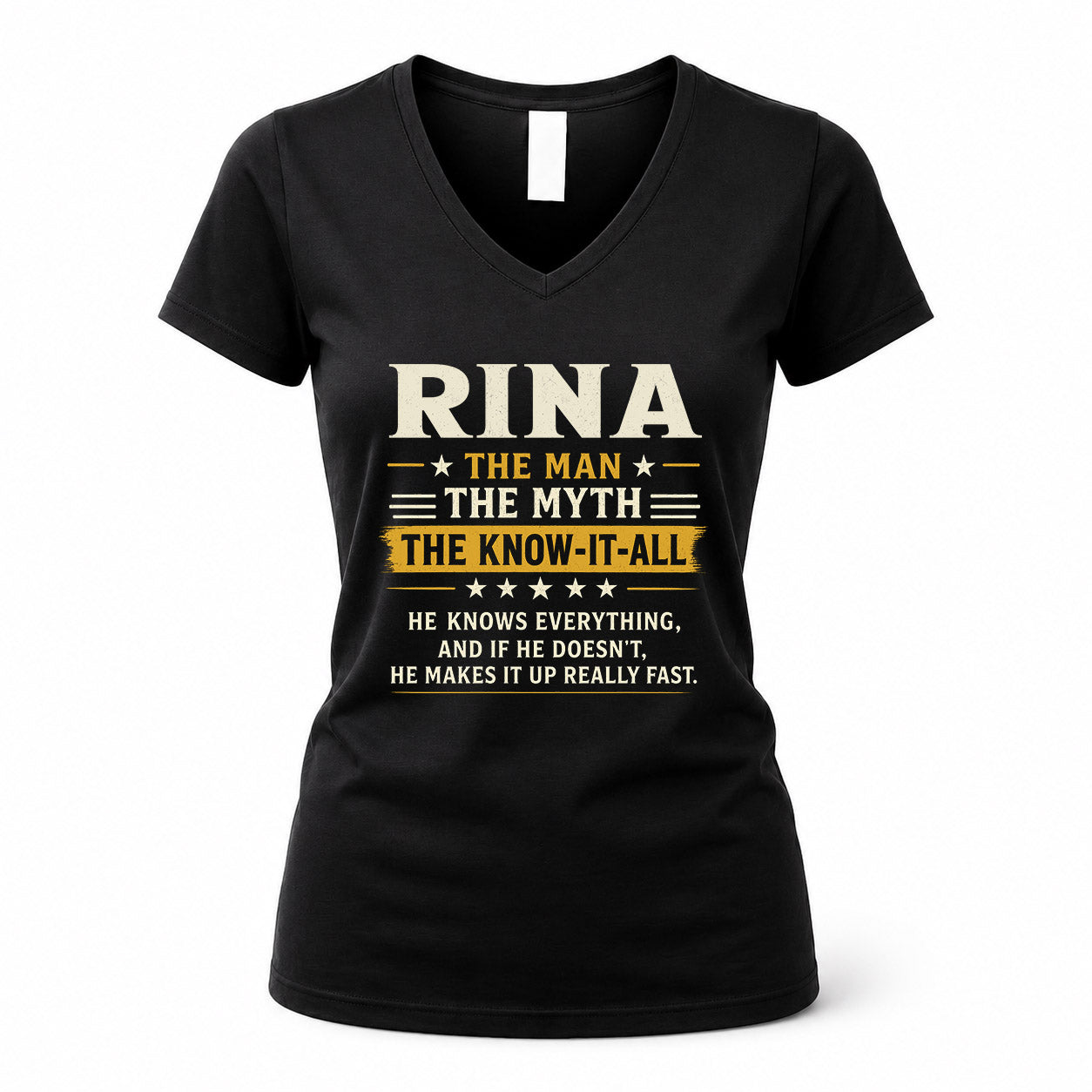 RINA TM90-K04-125 - NAME Legendary Know-It-All Personalized Funny Shirt