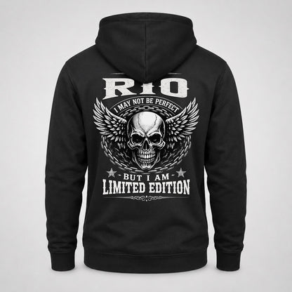 RIO P01-K24-229 – Personalized Skull Graphic Apparel “I Am NAME I May Not Be Perfect But I Am Limited Edition”
