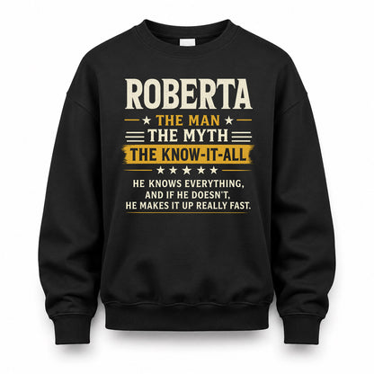 ROBERTA TM90-K04-125 - NAME Legendary Know-It-All Personalized Funny Shirt