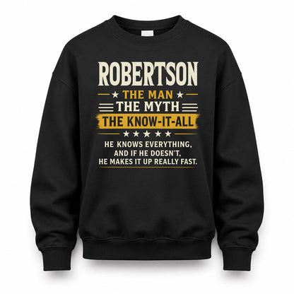 ROBERTSON TM90-K04-125 - NAME Legendary Know-It-All Personalized Funny Shirt