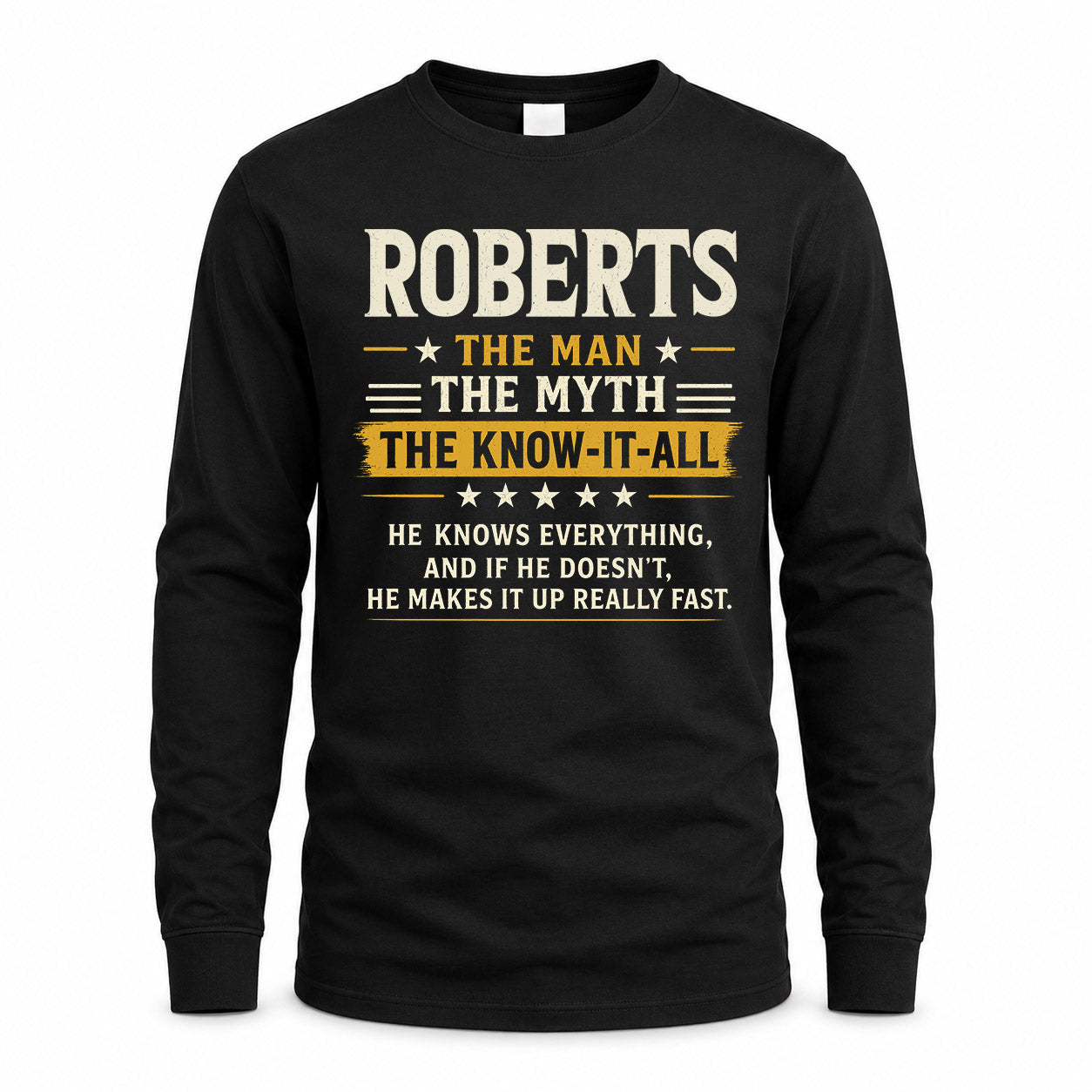 ROBERTS TM90-K04-125 - NAME Legendary Know-It-All Personalized Funny Shirt