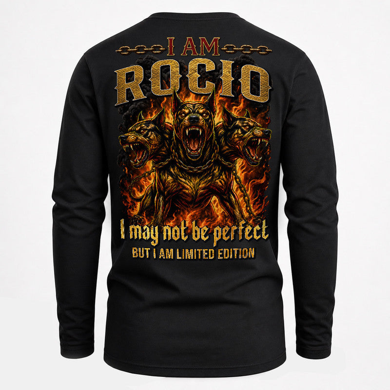 ROCIO MP88-F2-168–Personalized Bold Quote Apparel “I Am NAME I May Not Be Perfect But I Am Limited Edition