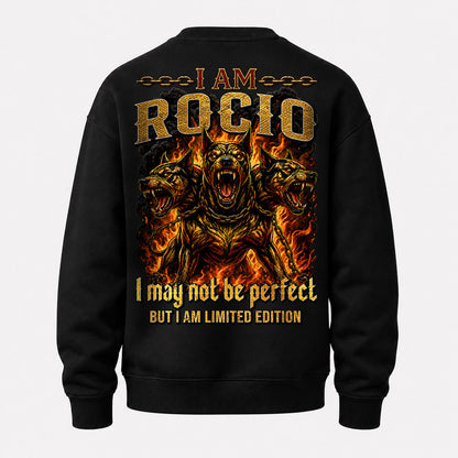 ROCIO MP88-F2-168–Personalized Bold Quote Apparel “I Am NAME I May Not Be Perfect But I Am Limited Edition