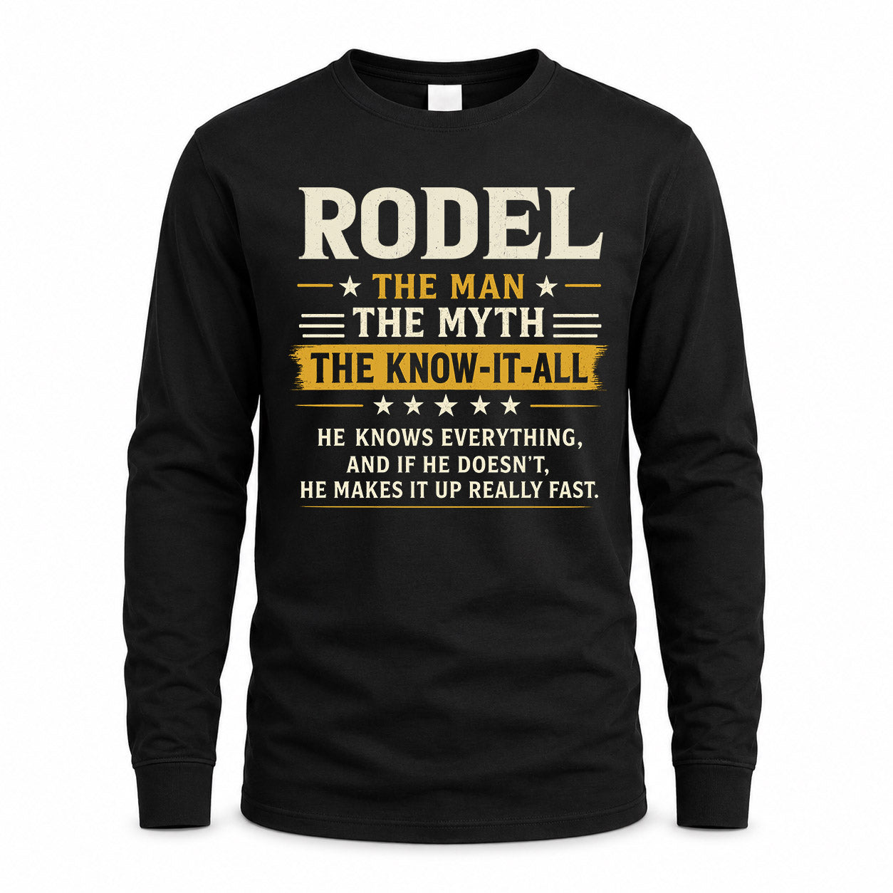 RODEL TM90-K04-125 - NAME Legendary Know-It-All Personalized Funny Shirt