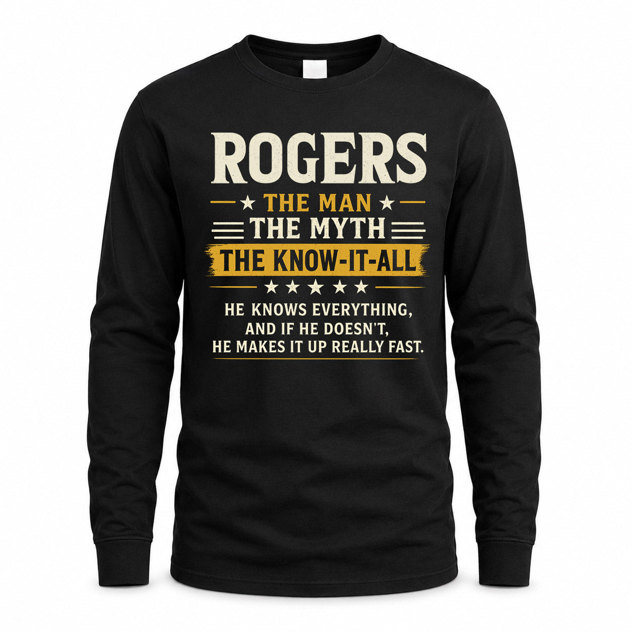 ROGERS TM90-K04-125 - NAME Legendary Know-It-All Personalized Funny Shirt