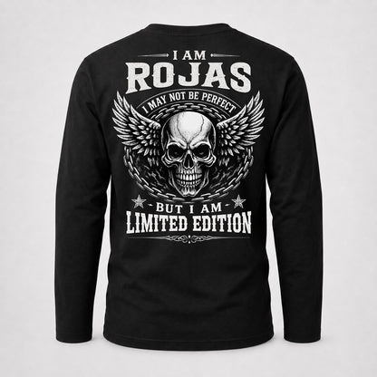 ROJAS P01-K24-229 – Personalized Skull Graphic Apparel “I Am NAME I May Not Be Perfect But I Am Limited Edition”