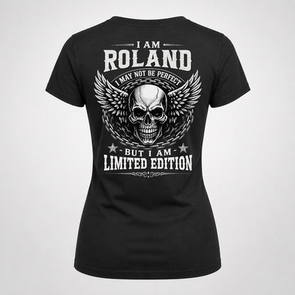 ROLAND P01-K24-229 – Personalized Skull Graphic Apparel “I Am NAME I May Not Be Perfect But I Am Limited Edition”
