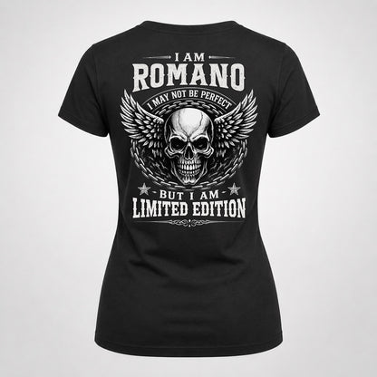 ROMANO P01-K24-229 – Personalized Skull Graphic Apparel “I Am NAME I May Not Be Perfect But I Am Limited Edition”
