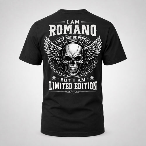 ROMANO P01-K24-229 – Personalized Skull Graphic Apparel “I Am NAME I May Not Be Perfect But I Am Limited Edition”