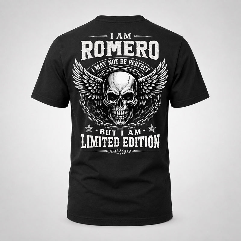 ROMERO P01-K24-229 – Personalized Skull Graphic Apparel “I Am NAME I May Not Be Perfect But I Am Limited Edition”