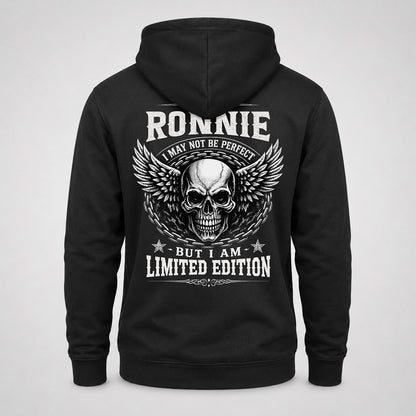 RONNIE P01-K24-229 – Personalized Skull Graphic Apparel “I Am NAME I May Not Be Perfect But I Am Limited Edition”
