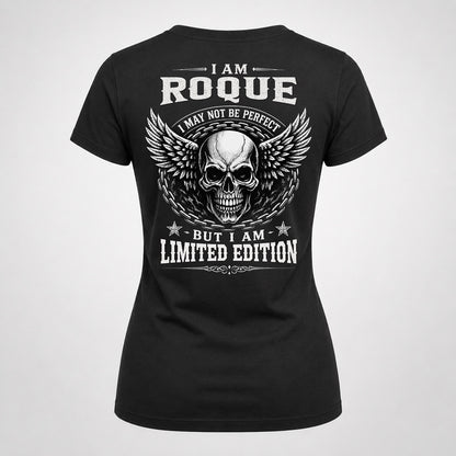 ROQUE P01-K24-229 – Personalized Skull Graphic Apparel “I Am NAME I May Not Be Perfect But I Am Limited Edition”