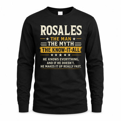 ROSALES TM90-K04-125 - NAME Legendary Know-It-All Personalized Funny Shirt