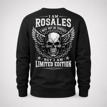 ROSALES P01-K24-229 – Personalized Skull Graphic Apparel “I Am NAME I May Not Be Perfect But I Am Limited Edition”