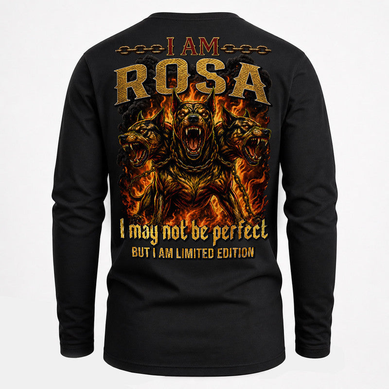 ROSA MP88-F2-168–Personalized Bold Quote Apparel “I Am NAME I May Not Be Perfect But I Am Limited Edition